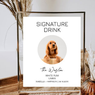 Affiche Chien Animaux Signature Cocktail Minimaliste Bar M