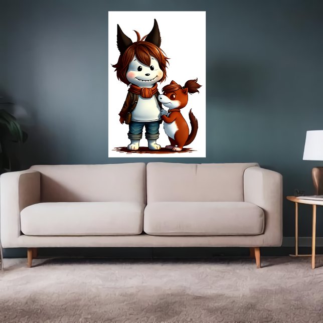 Affiche Chien anthropomorphique et son animal de compagnie (Créateur téléchargé)