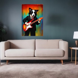 Affiche Chien anthropomorphique jouant de la guitare   Art