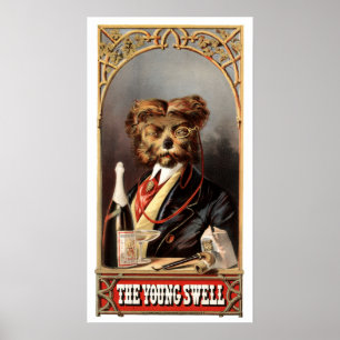 Affiche Chien Antique Avec Monocle