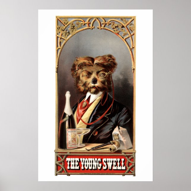 Affiche Chien Antique Avec Monocle (Devant)