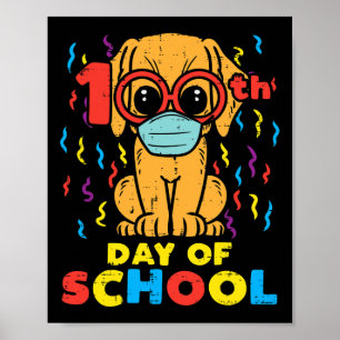Affiche Chien au masque du 100e jour d'école 100 jours de