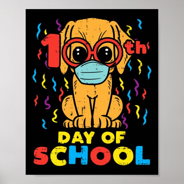 Affiche Chien au masque du 100e jour d'école 100 jours de  (Devant)