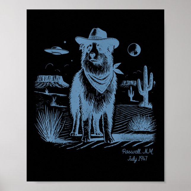Affiche Chien Australian Shepherd'Aussie Vintage Ufo Weste (Devant)