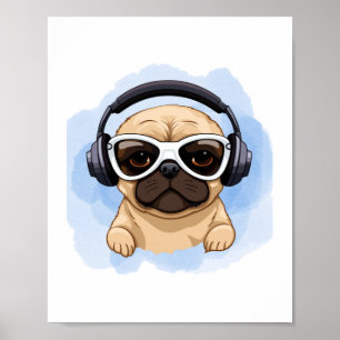 Affiche Chien avec casque 2