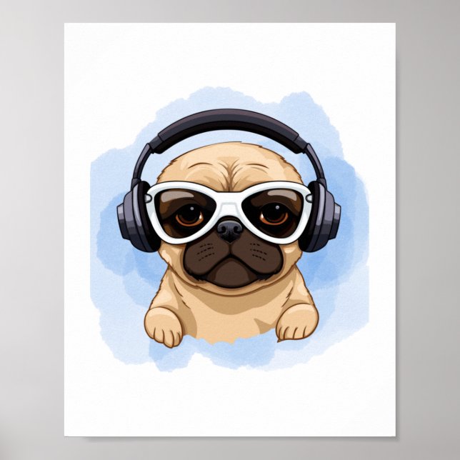 Affiche Chien avec casque 2 (Devant)