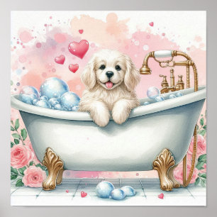 Affiche Chien Bain Mousseux