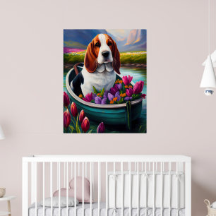 Affiche Chien Basset Hound sur une pagaie : Une aventure p