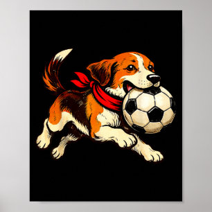 Affiche Chien Beagle Drôle Jouant au Jour de Match de Foot