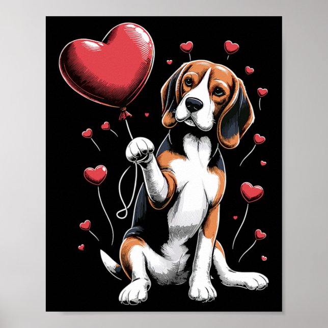 Affiche Chien Beagle Saint-Valentin Propriétaire de chien  (Devant)