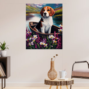 Affiche Chien beagle sur une pagaie : une aventure Pittore