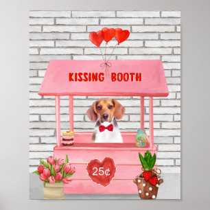 Affiche Chien beagle Valentine's Day Kissing Booth