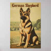 Chien Berger Allemand Art Vintage