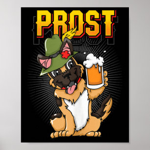 Affiche Chien berger allemand Beer Mug Bavaria Prost Tank