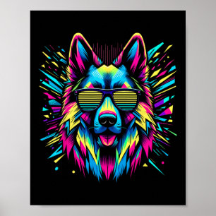 Affiche Chien berger allemand cool Style Art Abstrait Chri