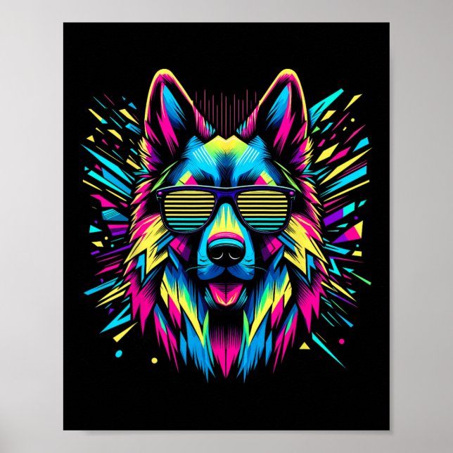 Affiche Chien berger allemand cool Style Art Abstrait Chri (Devant)