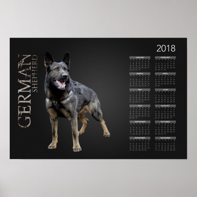 Affiche Chien berger allemand en service - Calendrier GSD  (Devant)