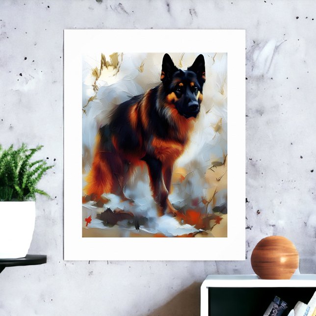 Affiche Chien berger allemand magnifique portrait (German Shepherd Dog Stunning Portrait Poster from Ricaso)