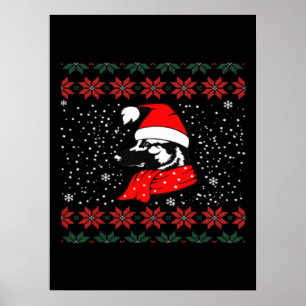 Affiche Chien berger allemand Noël