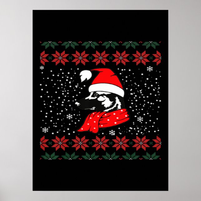 Affiche Chien berger allemand Noël (Devant)