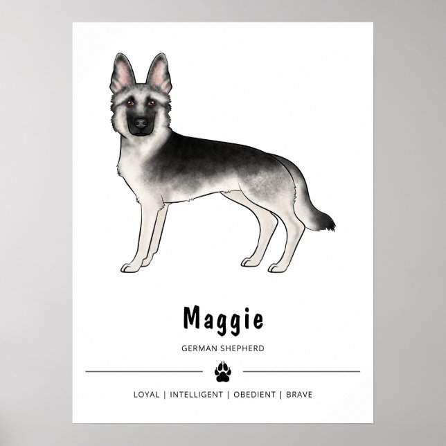 Affiche Chien Berger Allemand Silver Sable et texte person (Devant)