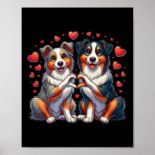 Affiche Chien Bergger Australien Signe Main Cœur Saint-Val