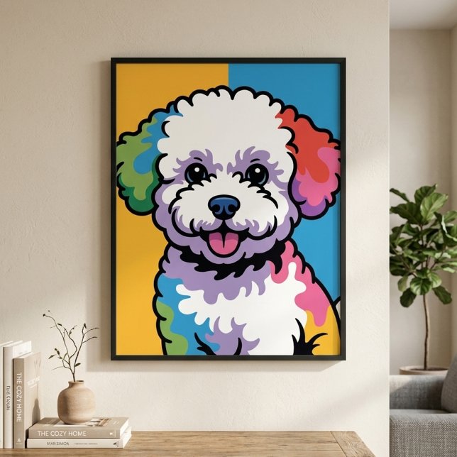 Affiche Chien Bichon Frise Coloré Pop Art (bichon frise pop art poster)