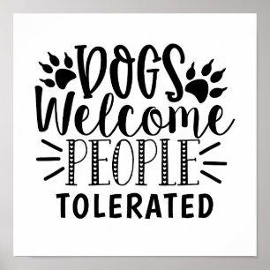 Affiche Chien Bienvenue Personnes Tolérées Typographie Hum
