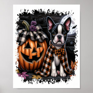 Affiche Chien Boston Terrier Halloween