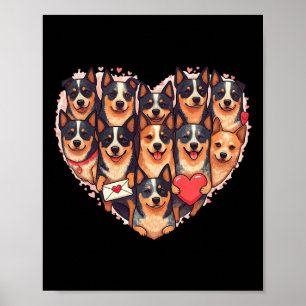 Affiche Chien Bouvier Australien Cœur Saint Valentin Austr