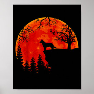 Affiche Chien Bouvier Australien Et Halloween De Lune