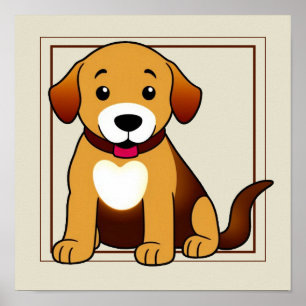 Affiche Chien Brun, assis -