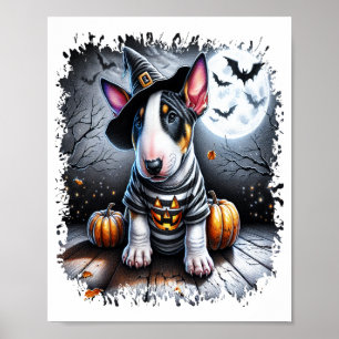 Affiche Chien Bull Terrier Halloween