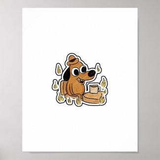 Affiche Chien calme dans les flammes