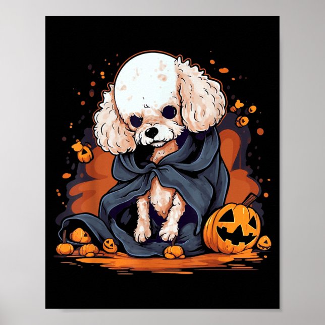 Affiche Chien Caniche Halloween (Devant)