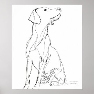 Affiche Chien Canine ligne minimaliste art III