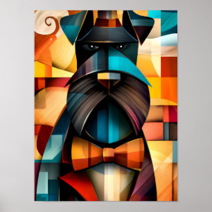 Affiche Chien Charmant – Gentleman Cubiste en Nœud Papillo