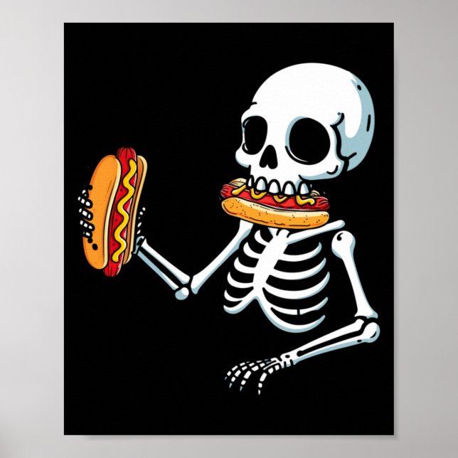 Affiche Chien Chaud Squelette Halloween (Devant)