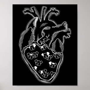 Affiche Chien Chiens Coeur Anatomie Style tatouage