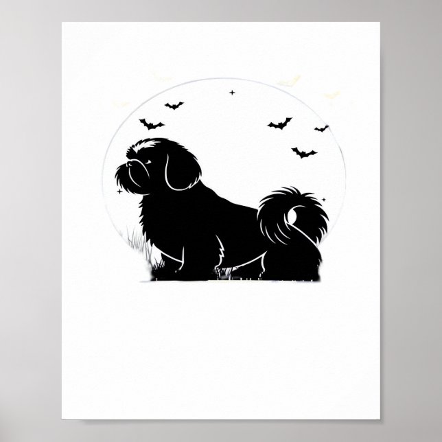 Affiche Chien Chih Tzu - Silhouette de lune d'Halloween Cl (Devant)