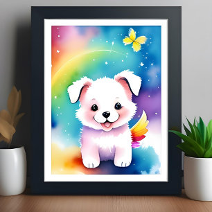 Affiche Chien chiot de couleur d'eau douce Enfants