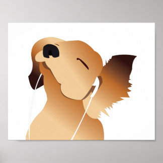 Affiche Chien chiot Jammin' à la musique