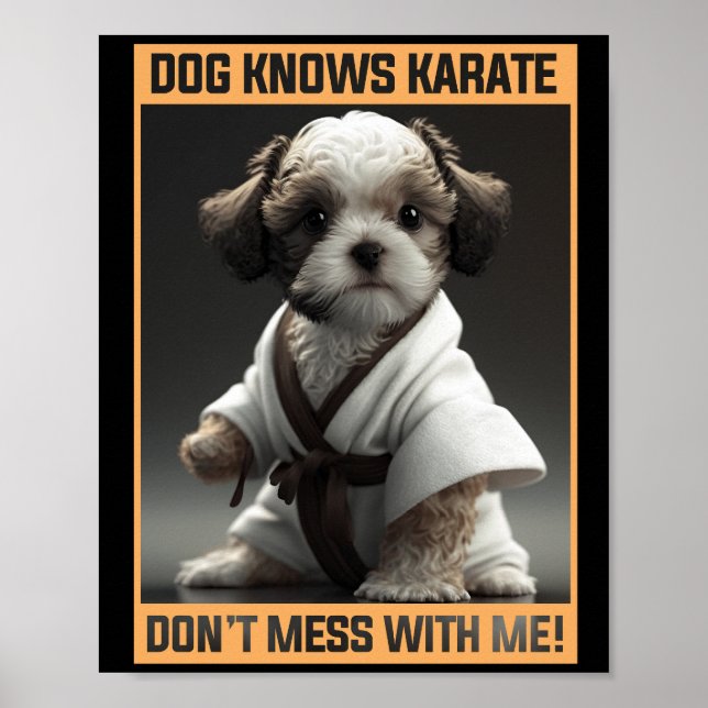 Affiche Chien chiot mignon sait Karate ne pas se mêler de  (Devant)