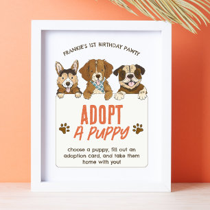 Affiche Chien chiot Signal d'activité d'adoption Anniversa