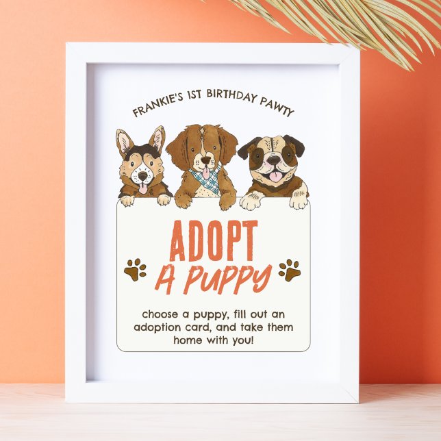 Affiche Chien chiot Signal d'activité d'adoption Anniversa (Créateur téléchargé)