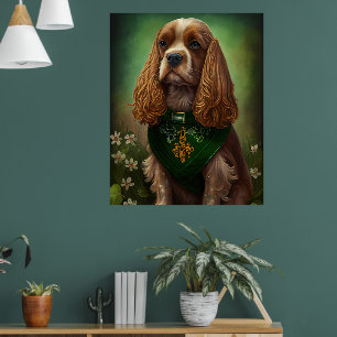 Affiche Chien Cocker Spaniel en tenue de la Saint-Patrick