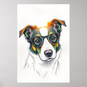 Affiche Chien Cool avec Lunettes de Soleil