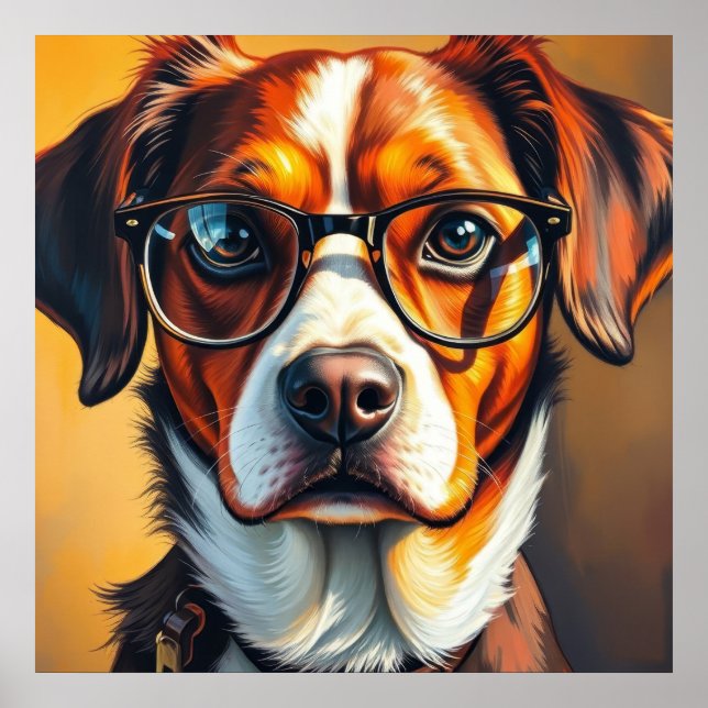 Affiche Chien Cool avec Lunettes de Soleil (Devant)