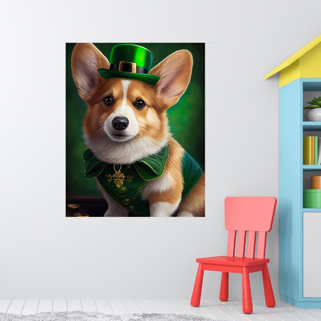 Affiche Chien Corgi en tenue de la Saint-Patrick (Pépinière 1)