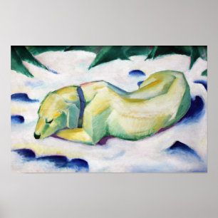 Affiche Chien couché dans la neige (1911) de Franz Marc